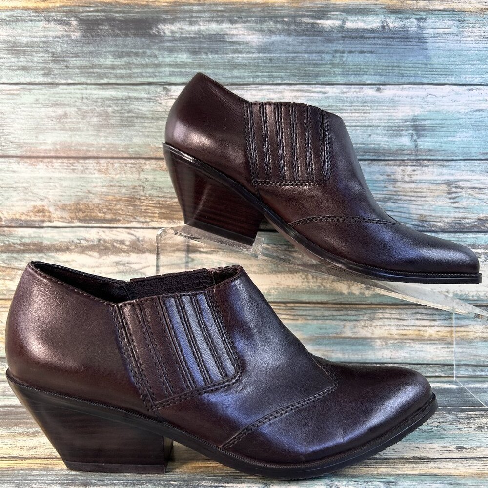 Reba Saloon Western Chelsea Bootie Size 7 Brown Leather Slip On Dress Ankle READ